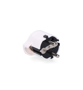 Clavija 2p+t, 16a 250v~, salida 90°, blanca (retractilada)
