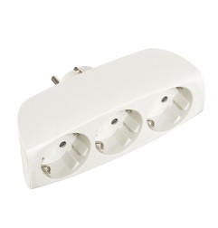Adaptador triple 2p+t, 16a 250v~ entrada frontal, blanco (retractilado)