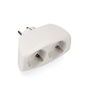 Adaptador doble 2p+t, 16a 250v~ entrada frontal, blanco (retractilado)