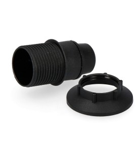 Portalamparas e14 semi-roscado + arandela (retractilado) negro solera