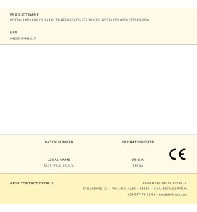 Portalamparas de bakelita reforzado e27 negro (retractilado) (22285) edm