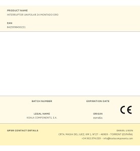 Interruptor unipolar 2a montado oro