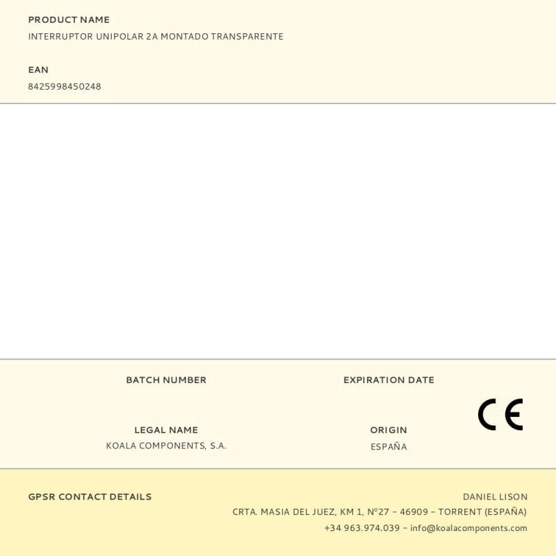 Interruptor unipolar 2a montado transparente