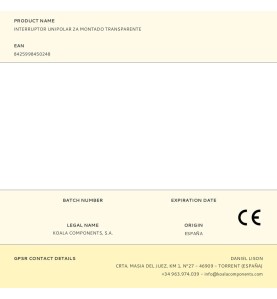 Interruptor unipolar 2a montado transparente