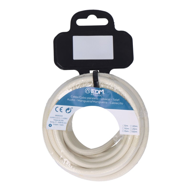 Carrete cable cordón tubular h03vv-f 2 x 0,75 mm² algodón, 25 m