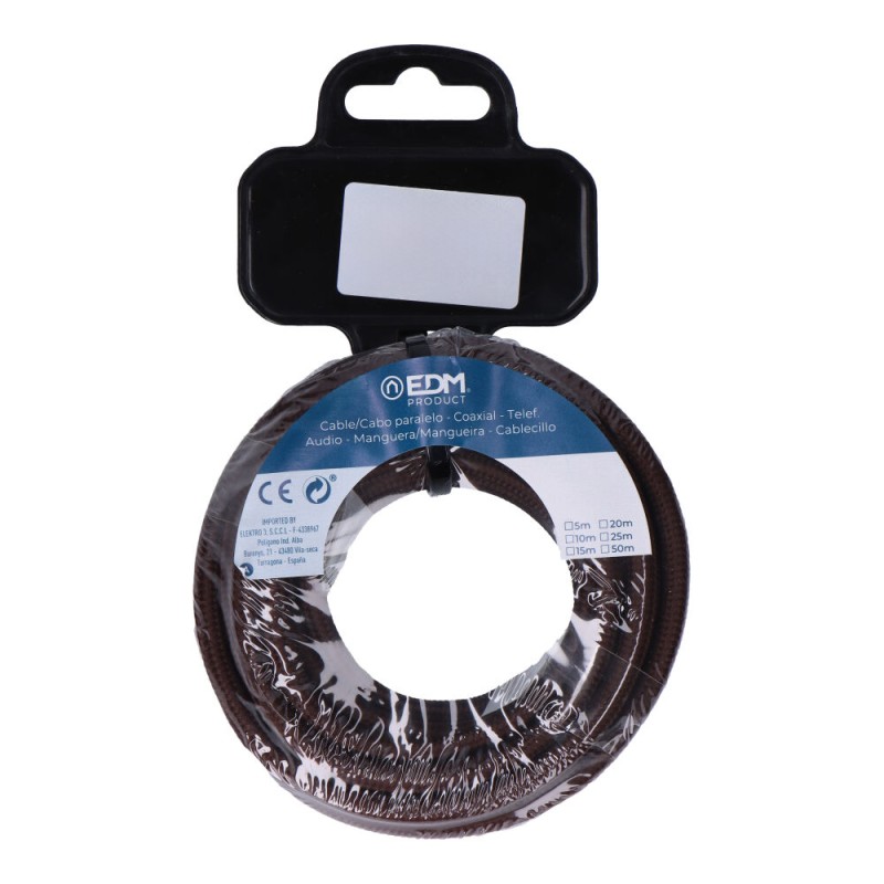 Carrete cable cordón tubular h03vv-f 2 x 0,75 mm² marrón, 25 m