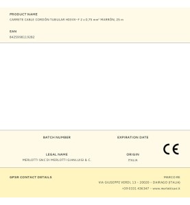 Carrete cable cordón tubular h03vv-f 2 x 0,75 mm² marrón, 25 m