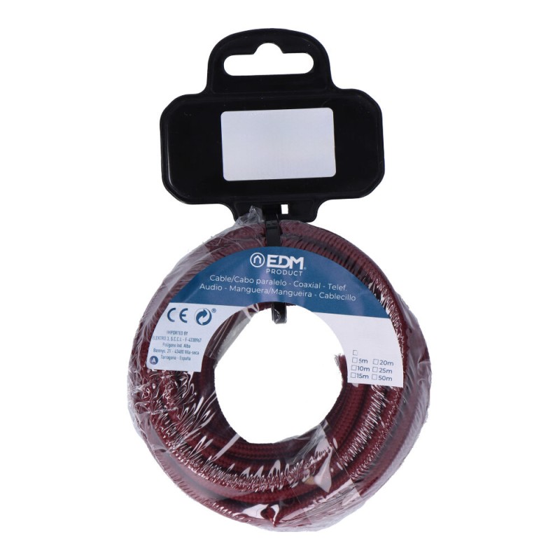 Carrete cable cordón tubular h03vv-f 2 x 0,75 mm² burdeos, 25 m