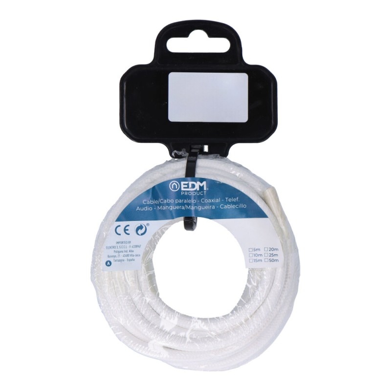 Carrete cable cordón tubular h03vv-f 2 x 0,75 mm² blanco, 25 m