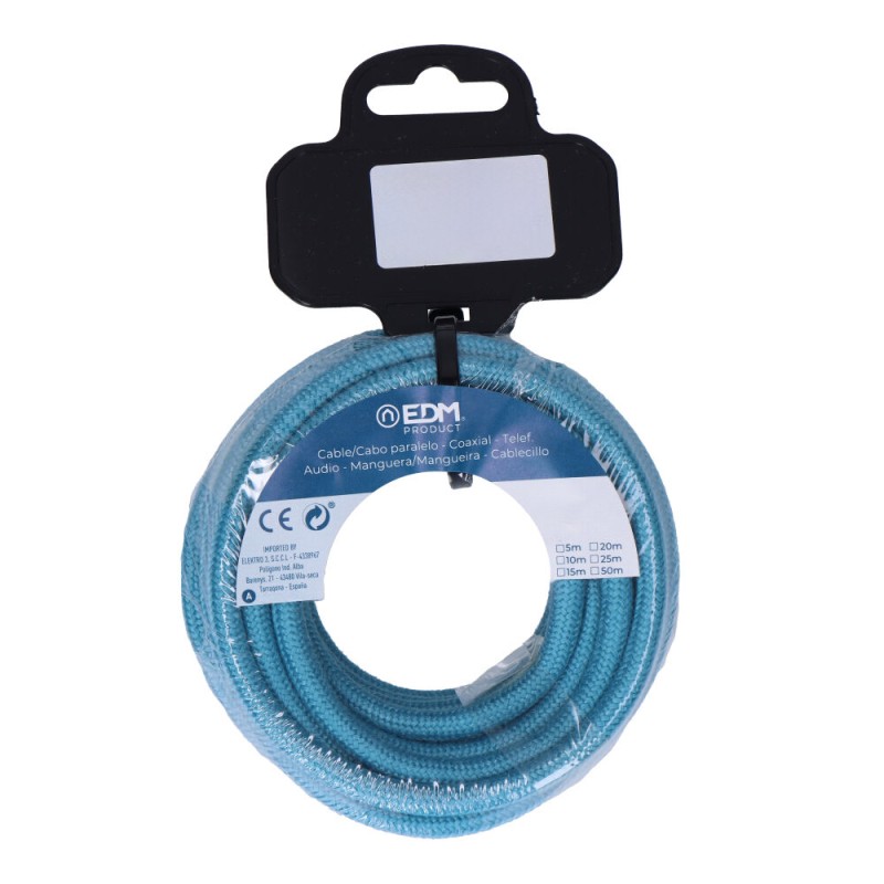 Carrete cable cordón tubular h03vv-f 2 x 0,75 mm² azul claro, 25 m