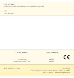 Pack 2 unidades clavija europea oro bipolar 10a 4mm 250v