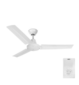Ventilador de techo modelo industrial. color blanco. potencia: 60w aspas: ø140cm con controlador de pared edm