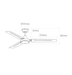Ventilador de techo modelo industrial. color blanco. potencia: 60w aspas: ø140cm con controlador de pared edm