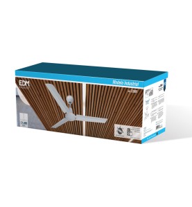 Ventilador de techo modelo industrial. color blanco. potencia: 60w aspas: ø140cm con controlador de pared edm