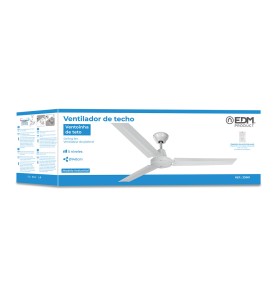 Ventilador de techo modelo industrial. color blanco. potencia: 60w aspas: ø140cm con controlador de pared edm