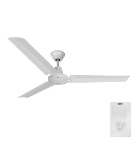 Ventilador de techo modelo mini industrial. color blanco potencia: 60w aspas: ø120cm con controlador de pared edm