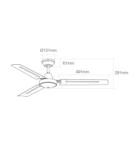 Ventilador de techo modelo mini industrial. color blanco potencia: 60w aspas: ø120cm con controlador de pared edm