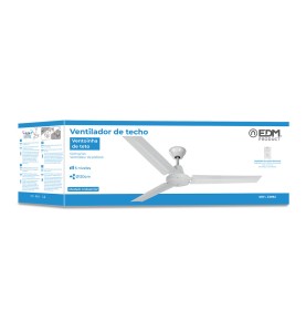 Ventilador de techo modelo mini industrial. color blanco potencia: 60w aspas: ø120cm con controlador de pared edm