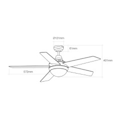 Ventilador de techo modelo adriatico. color blanco. potencia: 60w aspas: ø132cm con mando a distancia edm