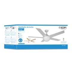 Ventilador de techo modelo adriatico. color blanco. potencia: 60w aspas: ø132cm con mando a distancia edm