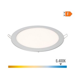Downlight led empotrable redondo 20 w luz fria 6400 k 1500 lm cromado ø22,5 cm