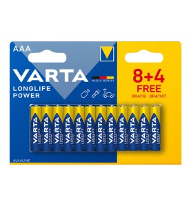 Pila alkalina longlife power aaa - lr03 (blister 8+4 uds) ø10,5x44,5mm