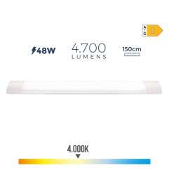 Regleta led 48 w 4000 k luz dia 4700 lm 150 x 3,1 x 12 cm