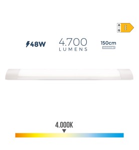 Regleta led 48 w 4000 k luz dia 4700 lm 150 x 3,1 x 12 cm