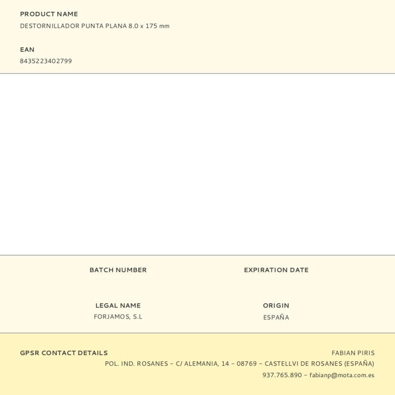 Destornillador punta plana 8.0 x 175 mm