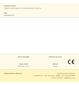 Carrete cable paralelo telefono blanco 2 vias 5 m