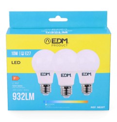 Kit 3 bombillas standard led e27 10 w 932 lm 6400 k luz fria ø6 x 10,8 cm