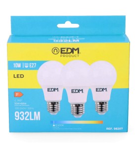 Kit 3 bombillas standard led e27 10 w 932 lm 6400 k luz fria ø6 x 10,8 cm