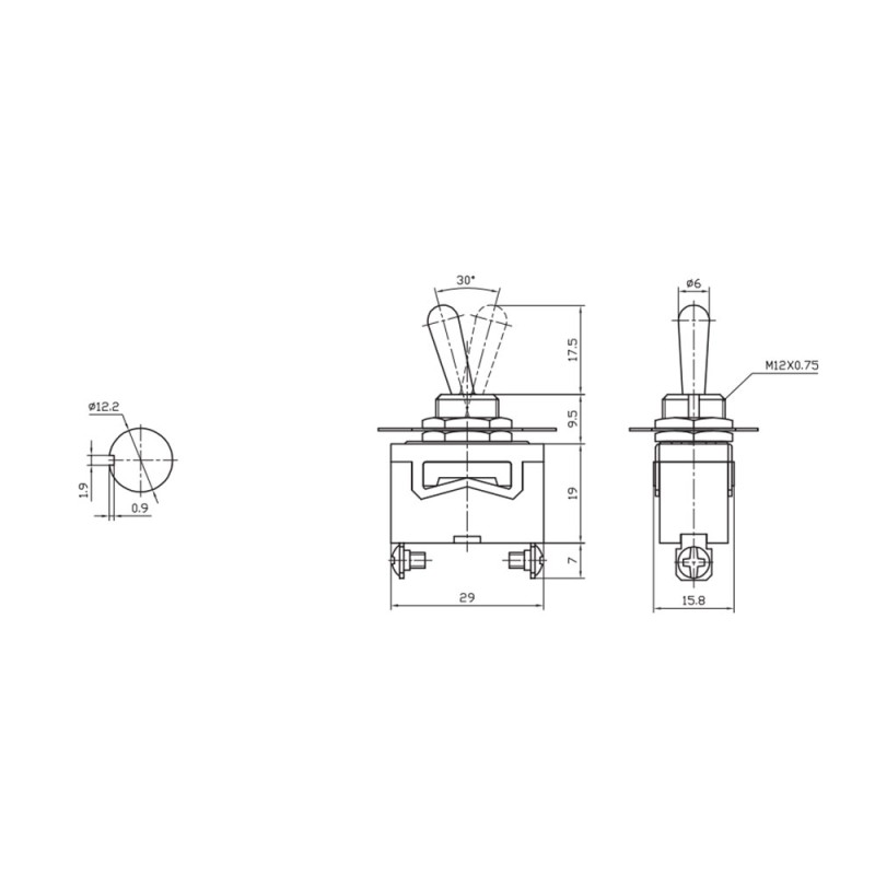 Interruptor unipolar rabillo metalico 10a 250v