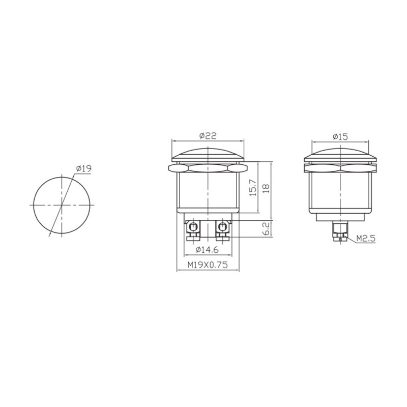 Pulsador metalico 2a 250v cromo
