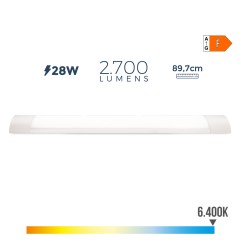 Regleta led 28 w 6500 k luz fria 2700 lm 89,7 x 3,1 x 8 cm