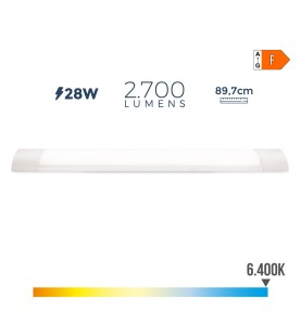 Regleta led 28 w 6500 k luz fria 2700 lm 89,7 x 3,1 x 8 cm