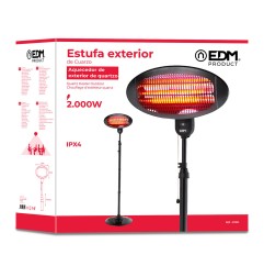 Estufa de cuarzo de exterior 2000 w soporte a pared + pie