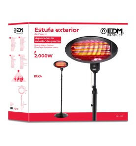 Estufa de cuarzo de exterior 2000 w soporte a pared + pie