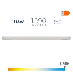 Regleta estanca led ip65 18 w 1990 lm 6500 k luz fria 5,9 x 59 x 6,6 cm