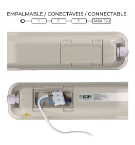 Regleta estanca led ip65 36 w 4034 lm 6500 k luz fria 8,6 x 118 x 6,6 cm