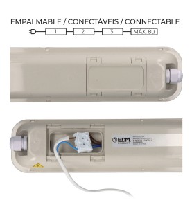 Regleta estanca led ip65 48 w 5274 lm 6500 k luz fria 8,6 x 148 x 6,6 cm