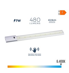 Regleta led con sensor 7 w 480 lm 6500 k luz fria 43.9 x 5.5 cm