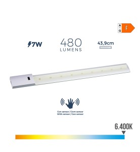 Regleta led con sensor 7 w 480 lm 6500 k luz fria 43.9 x 5.5 cm