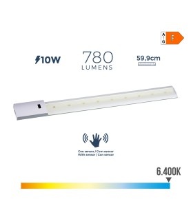 Regleta led con sensor 10 w 780 lm 6500 k luz fria 5,5 x 59,9 cm