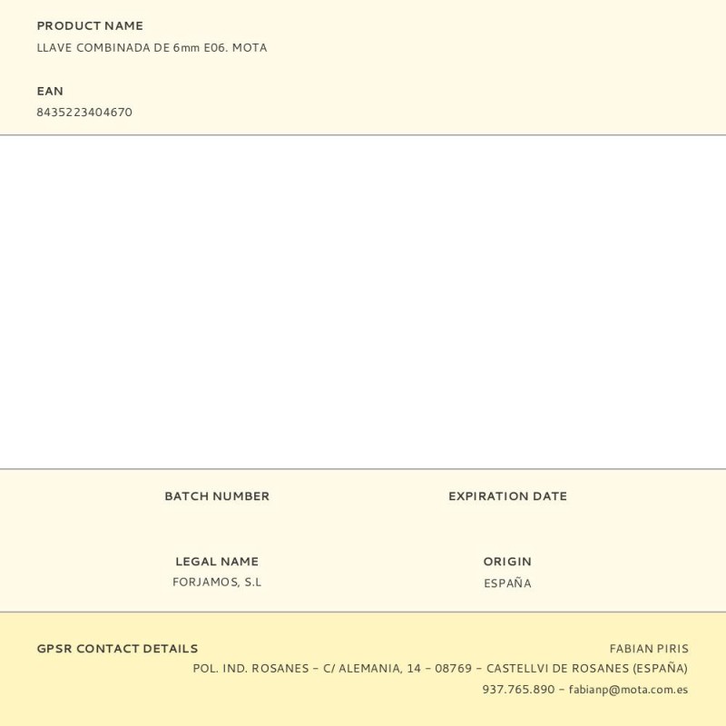 Llave combinada de 6mm e06. mota