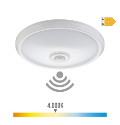 Aplique de superficie led con sensor ip20 15 w 4000 k luz dia ø29 x 6 cm