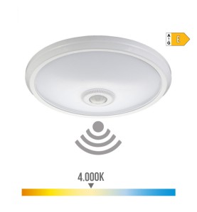 Aplique de superficie led con sensor ip20 15 w 4000 k luz dia ø29 x 6 cm