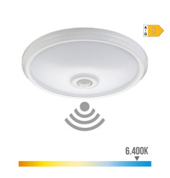 Aplique de superficie led con sensor crepuscular y luz de emergencia ip20 16 w 96 leds 6400 k luz fria ø29 x 6 cm