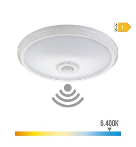 Aplique de superficie led con sensor crepuscular y luz de emergencia ip20 16 w 96 leds 6400 k luz fria ø29 x 6 cm
