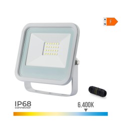 Foco proyector led blanco 20 w 1520 lm 6400 k luz fria 12,4 x 10,6 x 2,8 cm